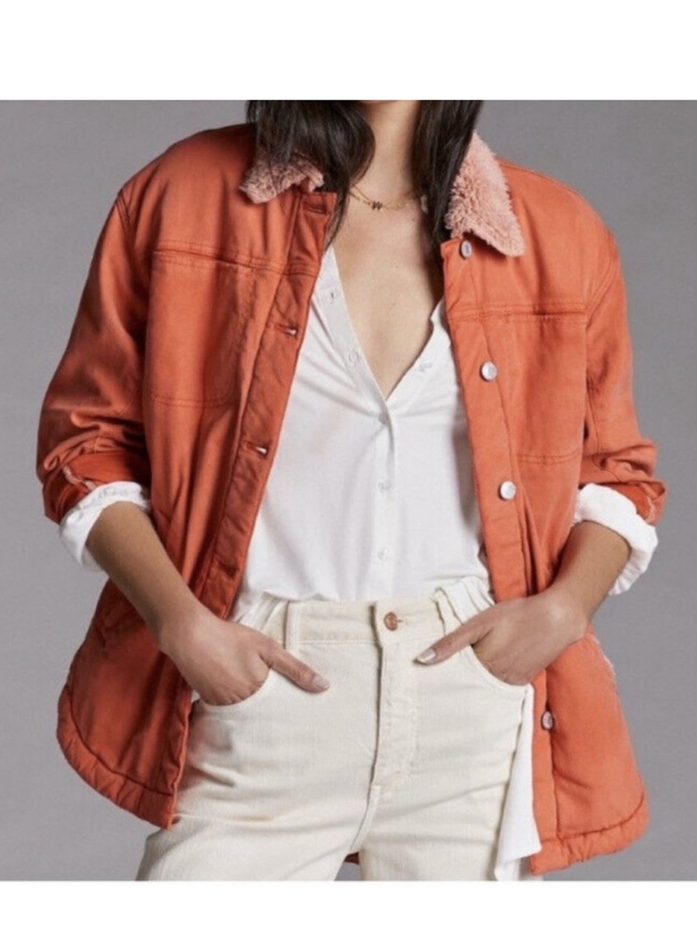 Women's Anthropologie Coral Sherpa-Lined Jacket